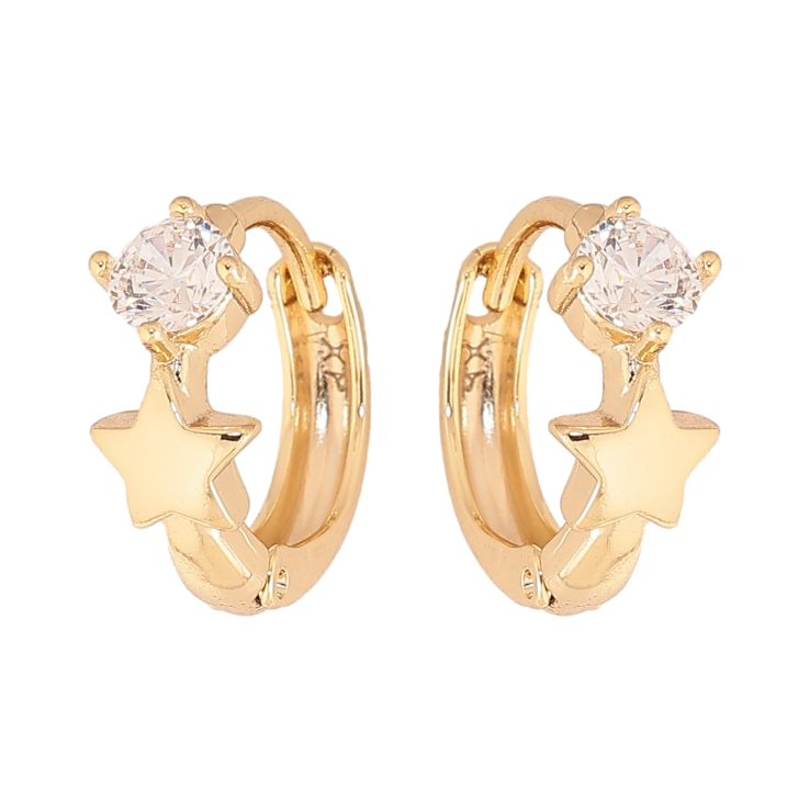 Сережки Xuping колір Позолота 14K колечка "Зірки з кристалами" фото №6