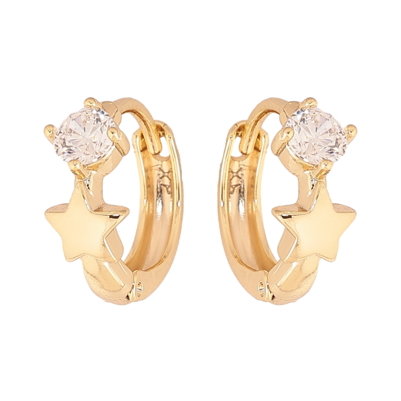 Сережки Xuping колір Позолота 14K колечка "Зірки з кристалами" фото №1 Сережки Xuping колір Позолота 14K колечка "Зірки з кристалами" фото №1