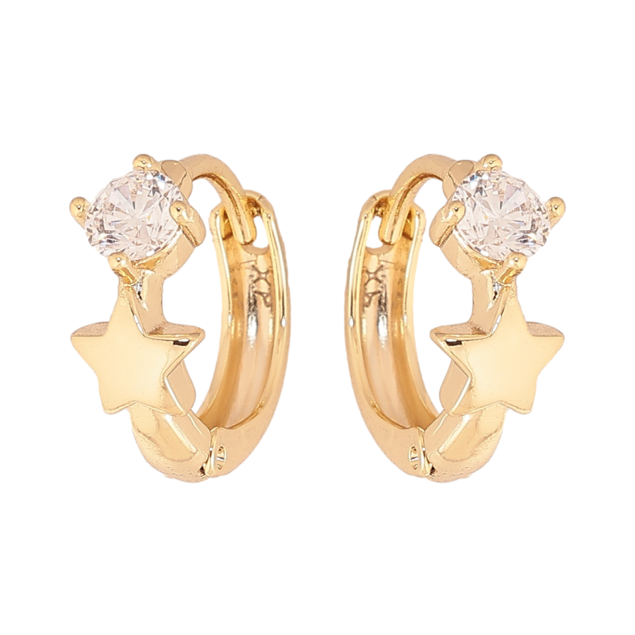 Сережки Xuping колір Позолота 14K колечка "Зірки з кристалами" фото №1 Сережки Xuping колір Позолота 14K колечка "Зірки з кристалами" фото №1