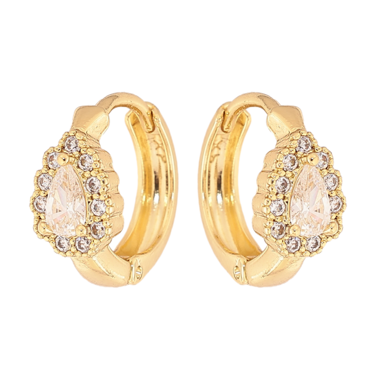 Серьги Xuping цвет Позолота 14K колечки "Кристальные капельки" фото №16