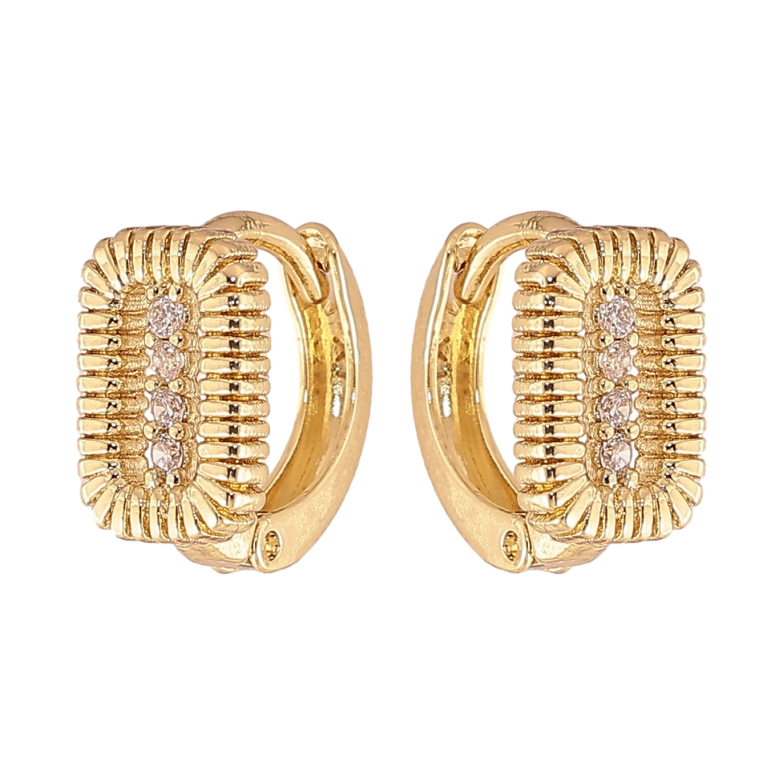 Сережки Xuping колір Позолота 14K колечка "Візерунок з кристалами" фото №1