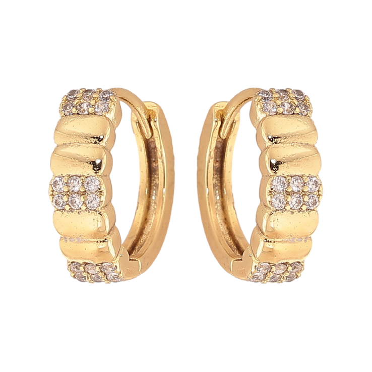 Серьги Xuping цвет Позолота 14K колечки "Узор с кристаллами" фото №8