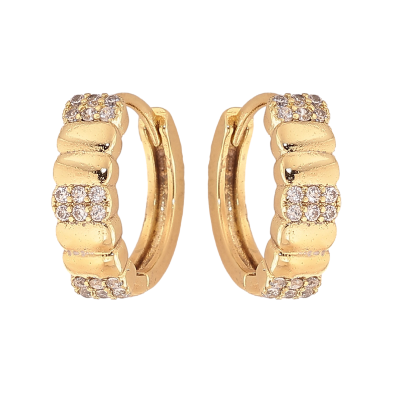 Серьги Xuping цвет Позолота 14K колечки "Узор с кристаллами" фото №1 Серьги Xuping цвет Позолота 14K колечки "Узор с кристаллами" фото №1