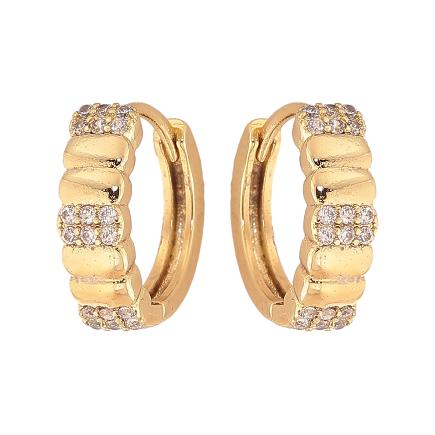 Серьги Xuping цвет Позолота 14K колечки "Узор с кристаллами" фото №1 Серьги Xuping цвет Позолота 14K колечки "Узор с кристаллами" фото №1