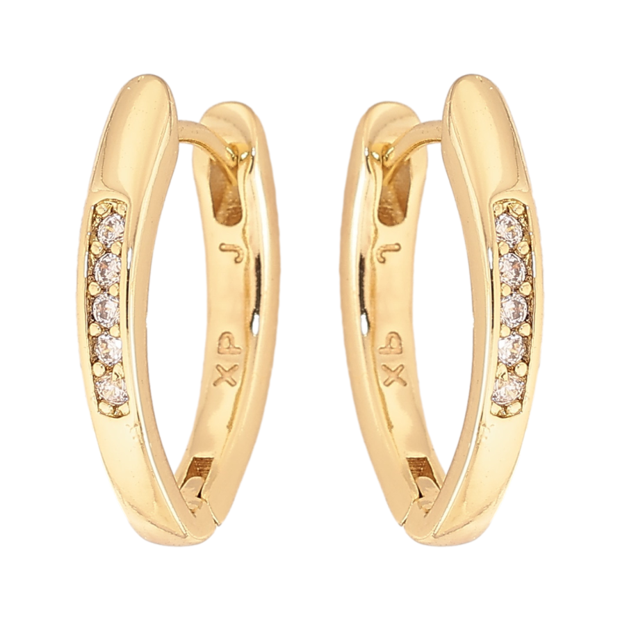 Сережки Xuping колір Позолота 14K колечка "Візерунок з кристалами" фото №1 Сережки Xuping колір Позолота 14K колечка "Візерунок з кристалами" фото №1