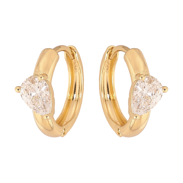 Сережки Xuping колір Позолота 14K колечка "Кристальні крапельки" фото №20
