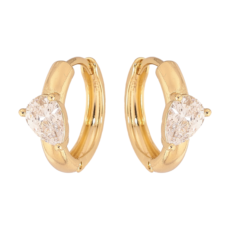 Серьги Xuping цвет Позолота 14K колечки "Кристальные капельки" фото №7