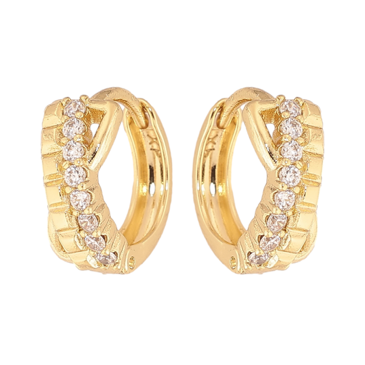 Сережки Xuping колір Позолота 14K колечка "Візерунок з кристалами" фото №18