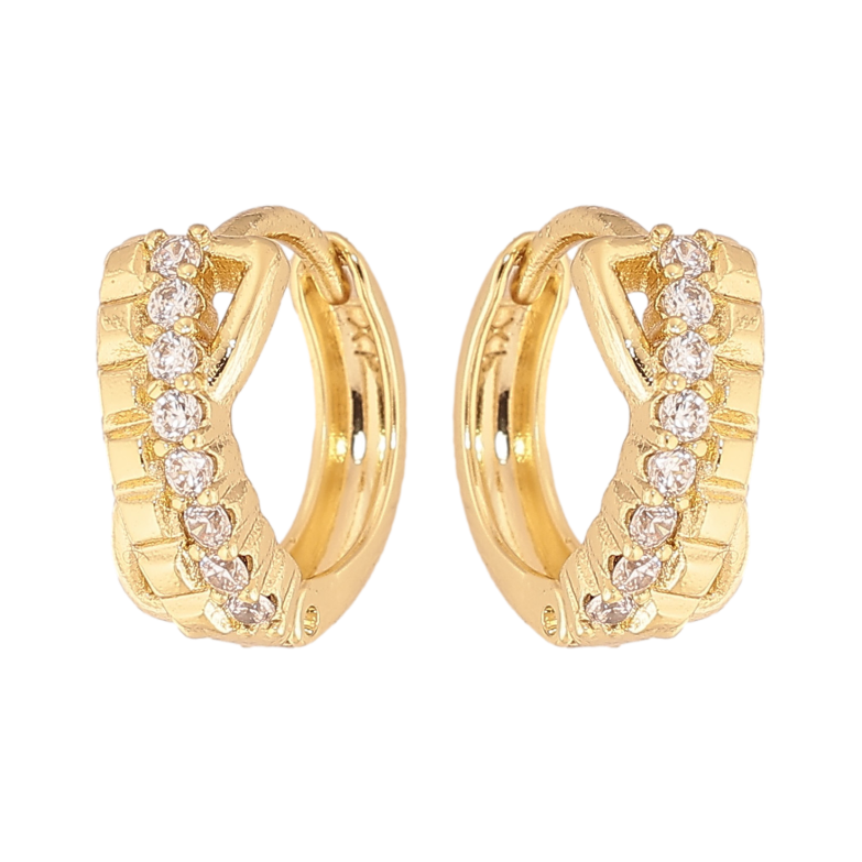 Серьги Xuping цвет Позолота 14K колечки "Узор с кристаллами" фото №4