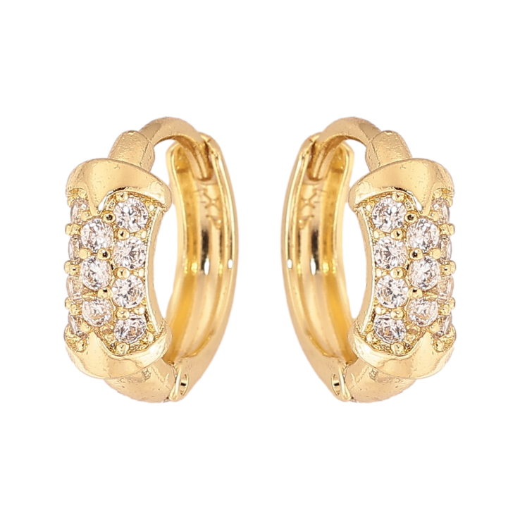 Сережки Xuping колір Позолота 14K колечка "Візерунок з кристалами" фото №15