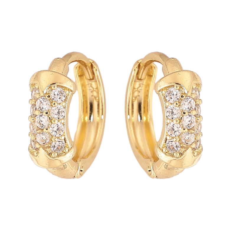 Серьги Xuping цвет Позолота 14K колечки "Узор с кристаллами" фото №2 Серьги Xuping цвет Позолота 14K колечки "Узор с кристаллами" фото №2