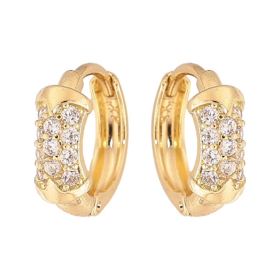 Сережки Xuping колір Позолота 14K колечка "Візерунок з кристалами" фото №1 Сережки Xuping колір Позолота 14K колечка "Візерунок з кристалами" фото №1