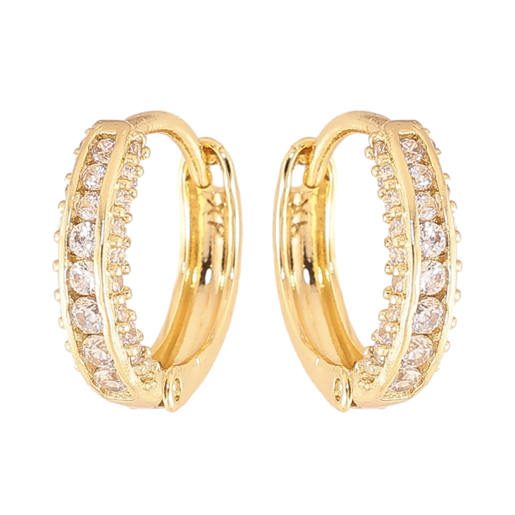 Сережки Xuping колір Позолота 14K колечка "Візерунок з кристалами" фото №13