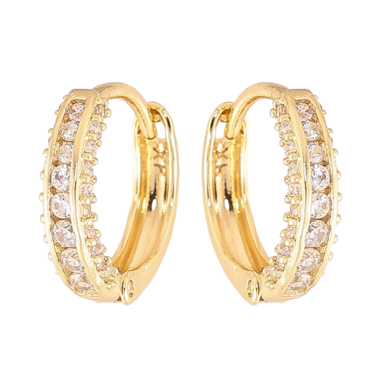 Серьги Xuping цвет Позолота 14K колечки "Узор с кристаллами" фото №3 Серьги Xuping цвет Позолота 14K колечки "Узор с кристаллами" фото №3
