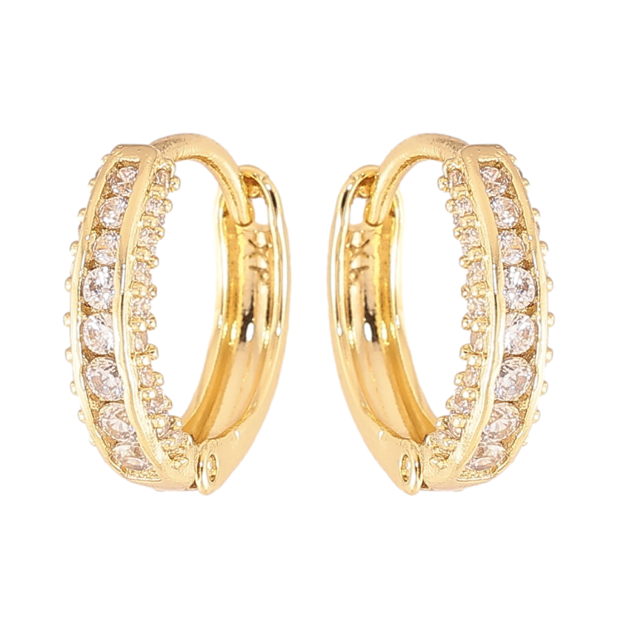 Сережки Xuping колір Позолота 14K колечка "Візерунок з кристалами" фото №1 Сережки Xuping колір Позолота 14K колечка "Візерунок з кристалами" фото №1