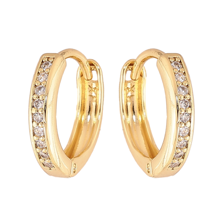 Сережки Xuping колір Позолота 14K колечка "Доріжки кристалів" фото №11