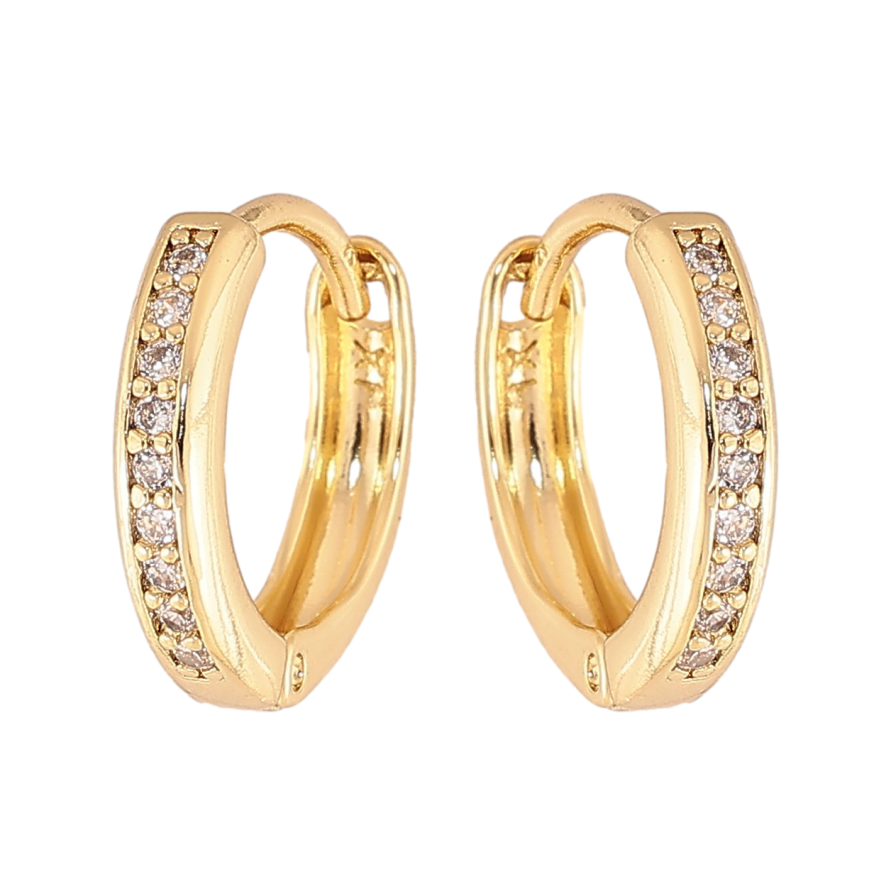 Сережки Xuping колір Позолота 14K колечка "Доріжки кристалів" фото №1 Сережки Xuping колір Позолота 14K колечка "Доріжки кристалів" фото №1
