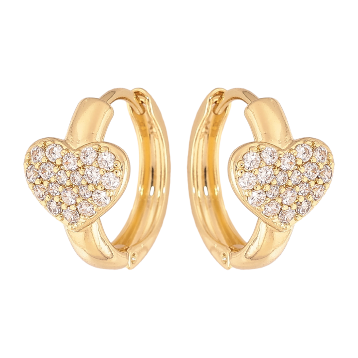 Сережки Xuping колір Позолота 14K колечка "Сердечки з інкрустацією кристалами" фото №7