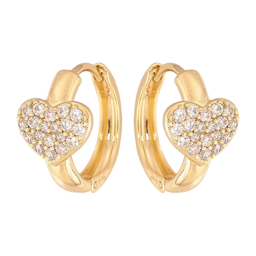 Сережки Xuping колір Позолота 14K колечка "Сердечки з інкрустацією кристалами" фото №1 Сережки Xuping колір Позолота 14K колечка "Сердечки з інкрустацією кристалами" фото №1