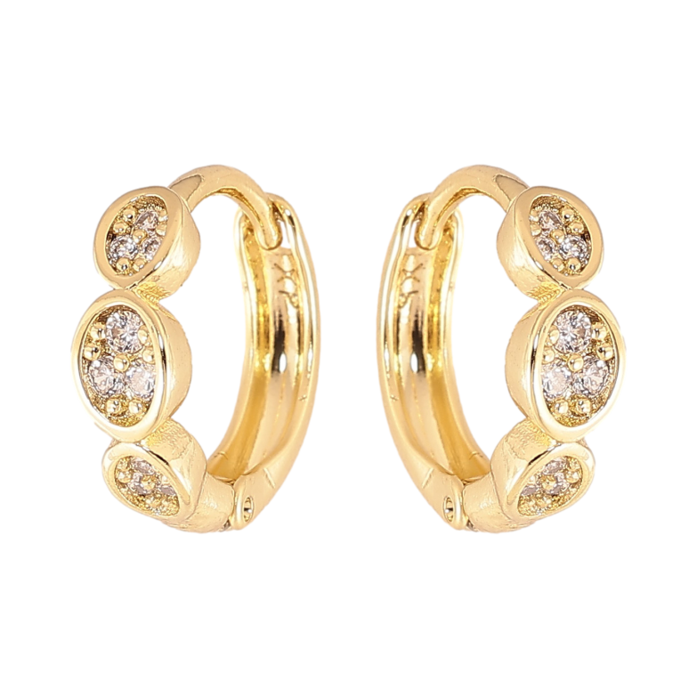 Серьги Xuping цвет Позолота 14K колечки "Узор с кристаллами" фото №6