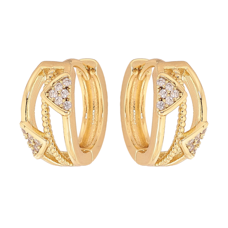 Сережки Xuping колір Позолота 14K колечка "Візерунок з кристалами" фото №1