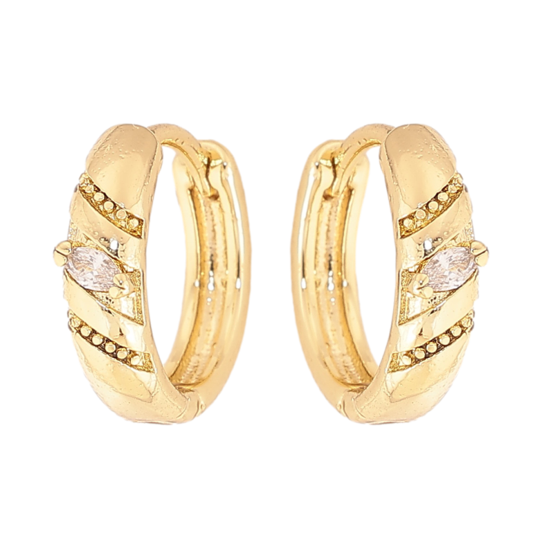 Серьги Xuping цвет Позолота 14K колечки "Узор с кристаллами" фото №2