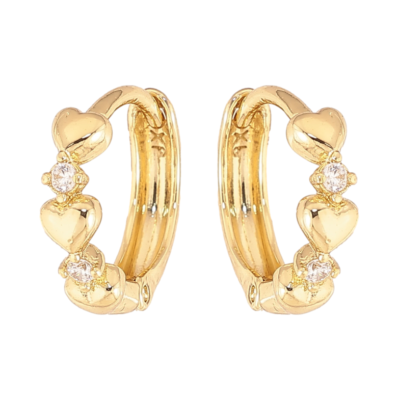 Сережки Xuping колір Позолота 14K колечка "Візерунок сердечка з кристалами" фото №2 Сережки Xuping колір Позолота 14K колечка "Візерунок сердечка з кристалами" фото №2
