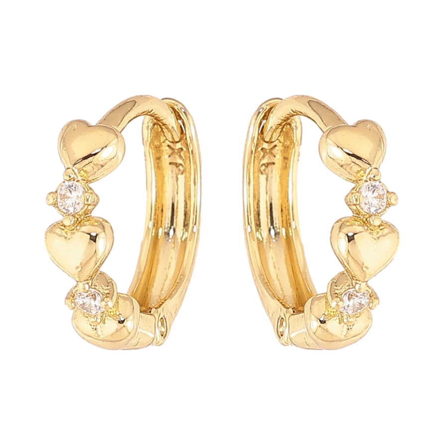 Сережки Xuping колір Позолота 14K колечка "Візерунок сердечка з кристалами" фото №1 Сережки Xuping колір Позолота 14K колечка "Візерунок сердечка з кристалами" фото №1