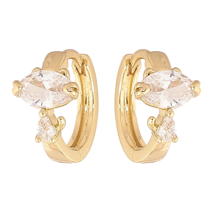 Серьги Xuping цвет Позолота 14K колечки "Узор с кристаллами" фото №6