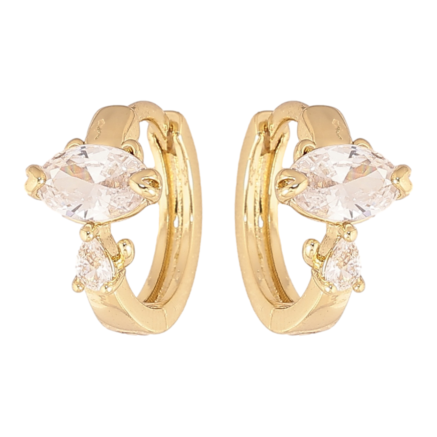 Серьги Xuping цвет Позолота 14K колечки "Узор с кристаллами" фото №1