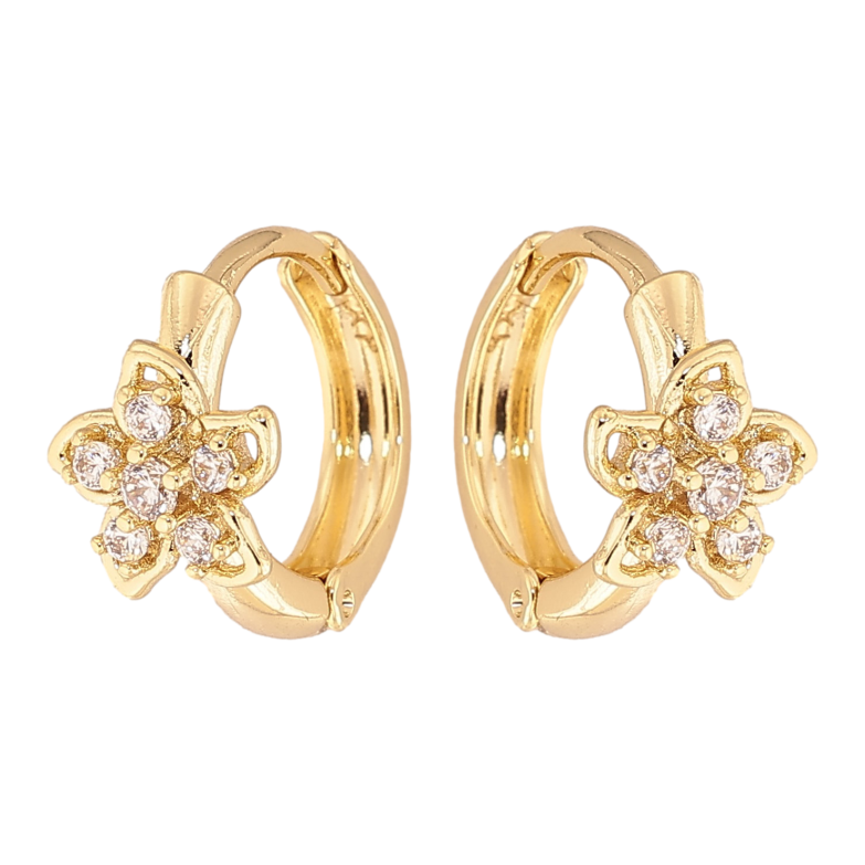 Серьги Xuping цвет Позолота 14K колечки "Цветочки с кристаллами" фото №1 Серьги Xuping цвет Позолота 14K колечки "Цветочки с кристаллами" фото №1