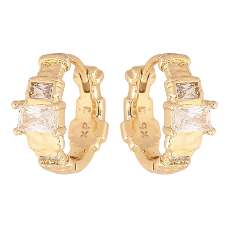 Серьги Xuping цвет Позолота 14K колечки "Узор с кристаллами" фото №5