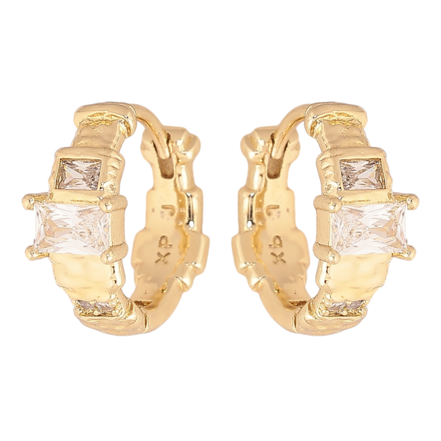 Серьги Xuping цвет Позолота 14K колечки "Узор с кристаллами" фото №1