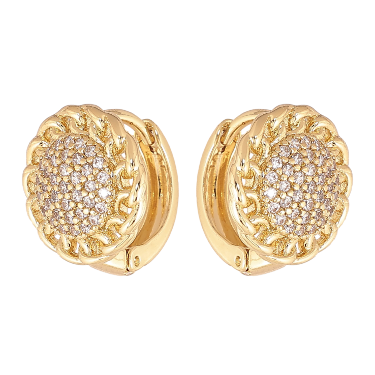 Серьги Xuping цвет Позолота 14K колечки "Узор с кристаллами" фото №23