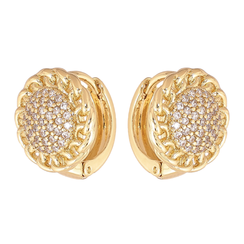 Серьги Xuping цвет Позолота 14K колечки "Узор с кристаллами" фото №2