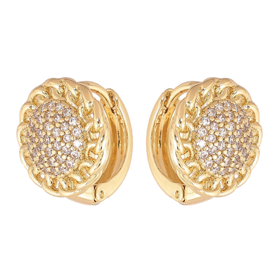 Сережки Xuping колір Позолота 14K колечка "Візерунок з кристалами" фото №1