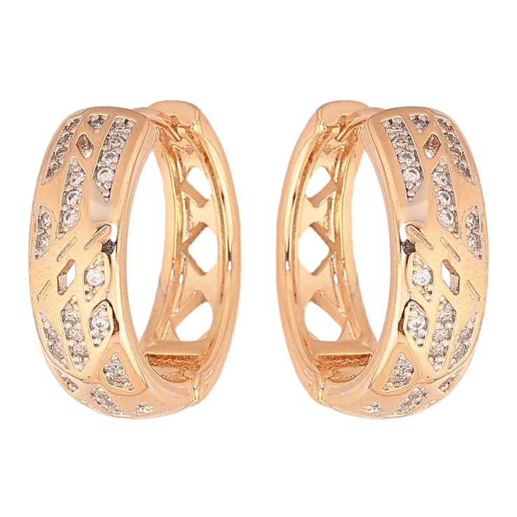 Сережки Xuping колір Позолота 18K + Родій колечка "Візерунок з кристалами" фото №12 Сережки Xuping колір Позолота 18K + Родій колечка "Візерунок з кристалами" фото №12