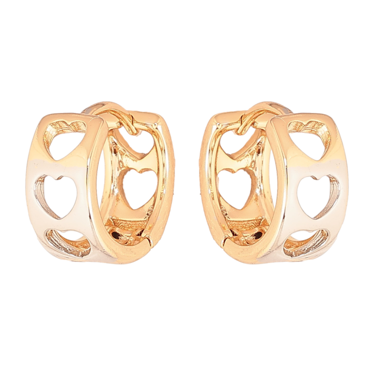 Сережки Xuping колір Позолота 18K + Родій колечка "Візерунок серця" фото №11