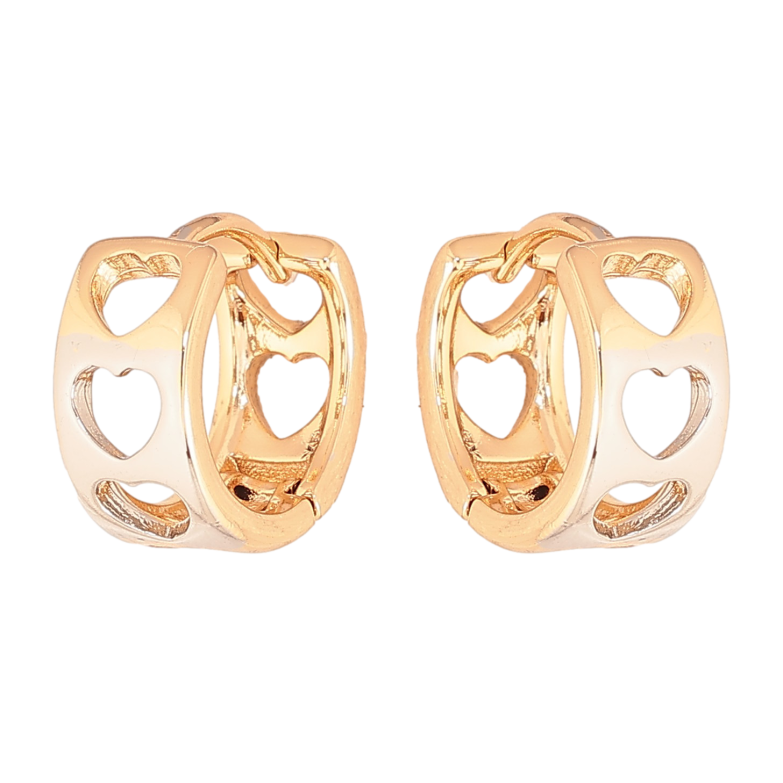 Серьги Xuping цвет Позолота 18K + Родий колечки "Узор сердечки" фото №1