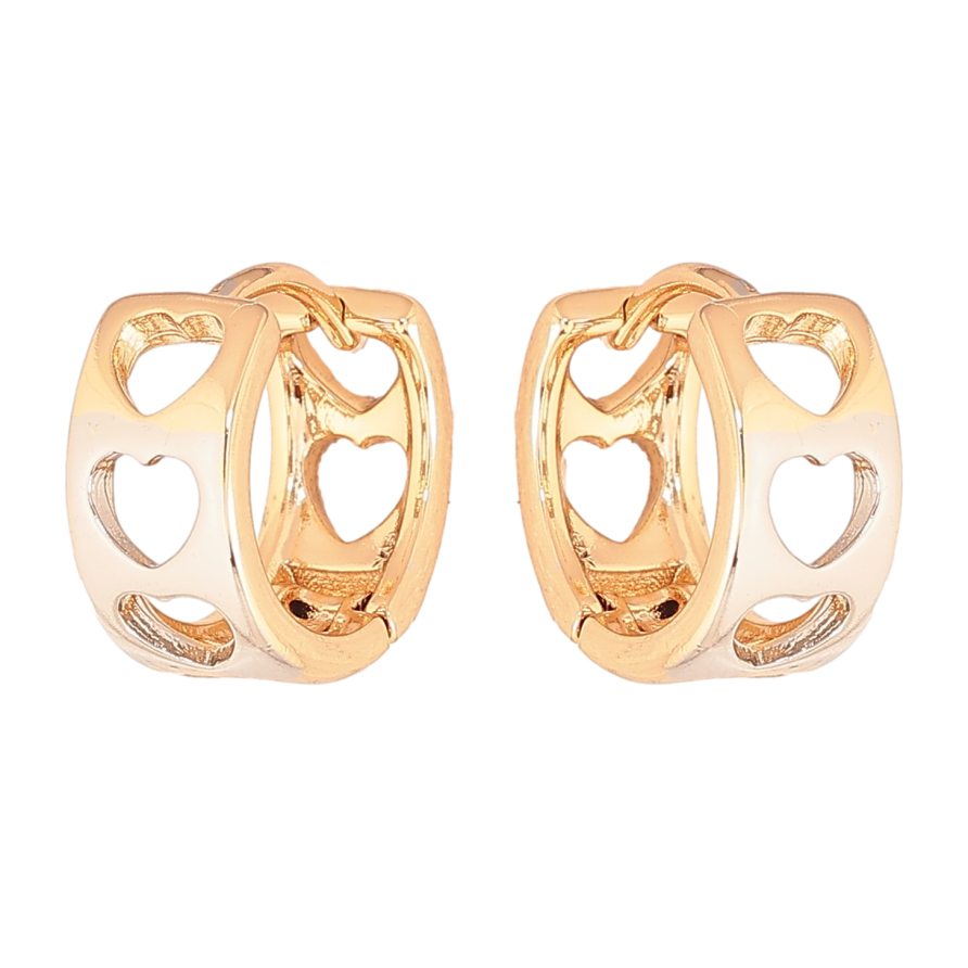 Сережки Xuping колір Позолота 18K + Родій колечка "Візерунок серця" фото №1 Сережки Xuping колір Позолота 18K + Родій колечка "Візерунок серця" фото №1