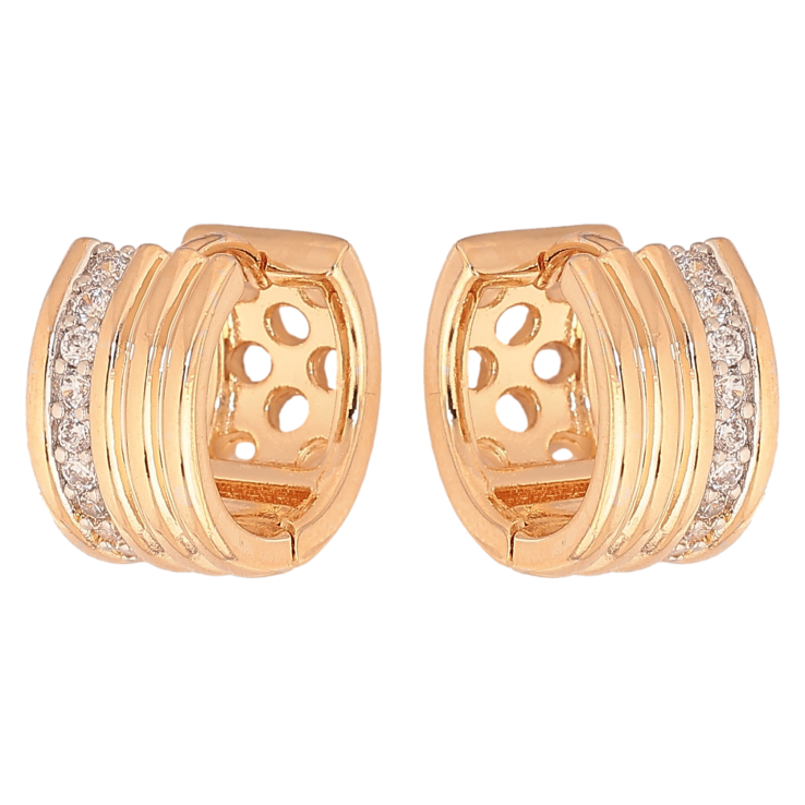 Сережки Xuping колір Позолота 18K + Родій колечка "Візерунок з кристалами" фото №4 Сережки Xuping колір Позолота 18K + Родій колечка "Візерунок з кристалами" фото №4