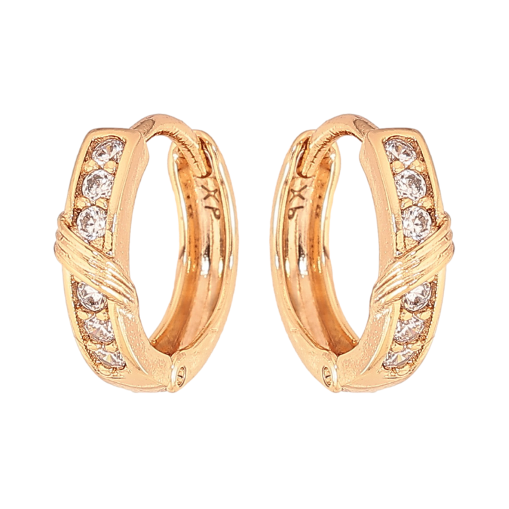 Серьги Xuping цвет Позолота 18К колечки "Узор с кристаллами" фото №16