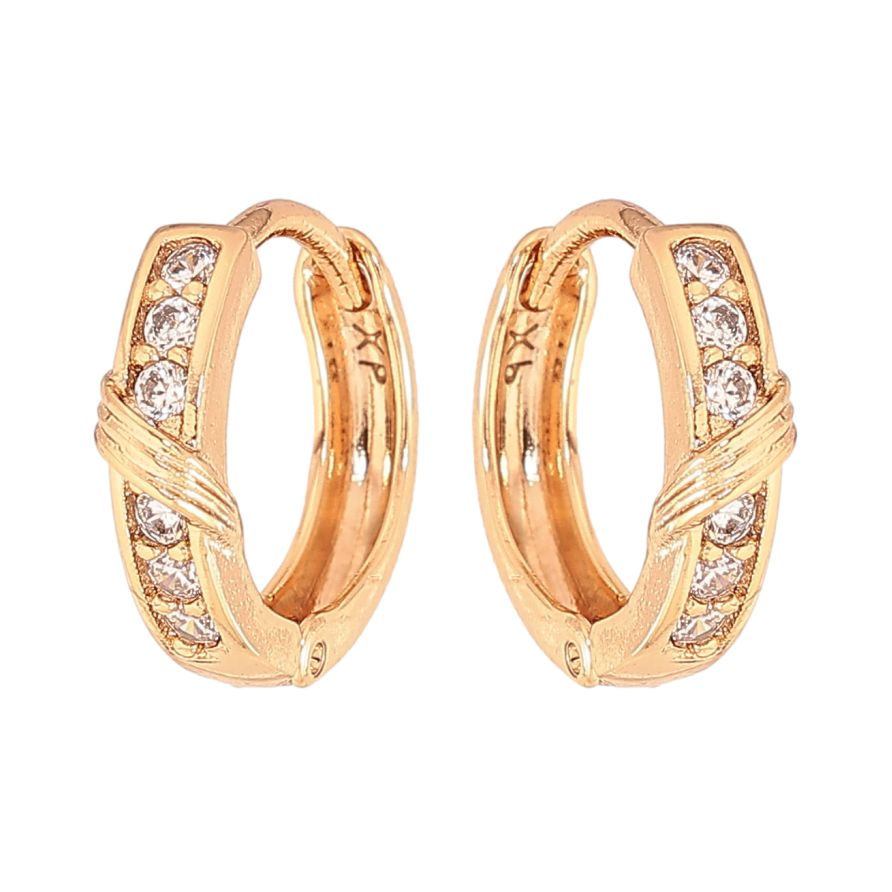 Серьги Xuping цвет Позолота 18К колечки "Узор с кристаллами" фото №1 Серьги Xuping цвет Позолота 18К колечки "Узор с кристаллами" фото №1