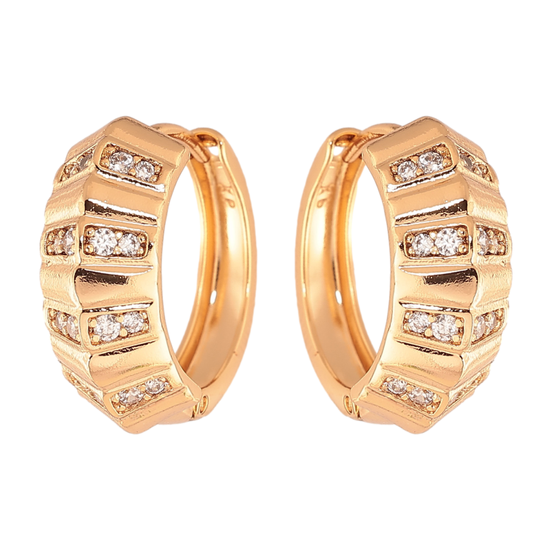 Сережки Xuping колір Позолота 18K колечка "Візерунок з кристалами" фото №1