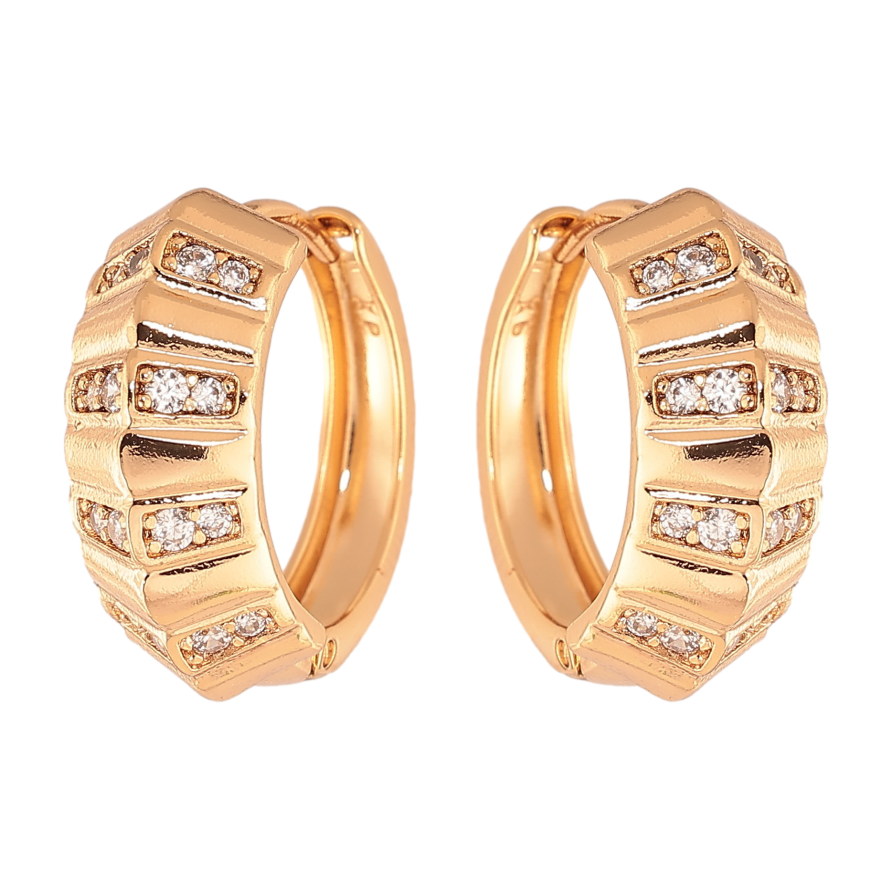 Сережки Xuping колір Позолота 18K колечка "Візерунок з кристалами" фото №1