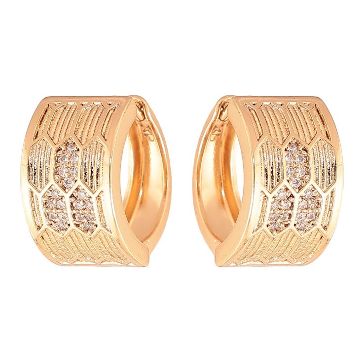 Сережки Xuping колір Позолота 18K колечка "Візерунок з кристалами" фото №16