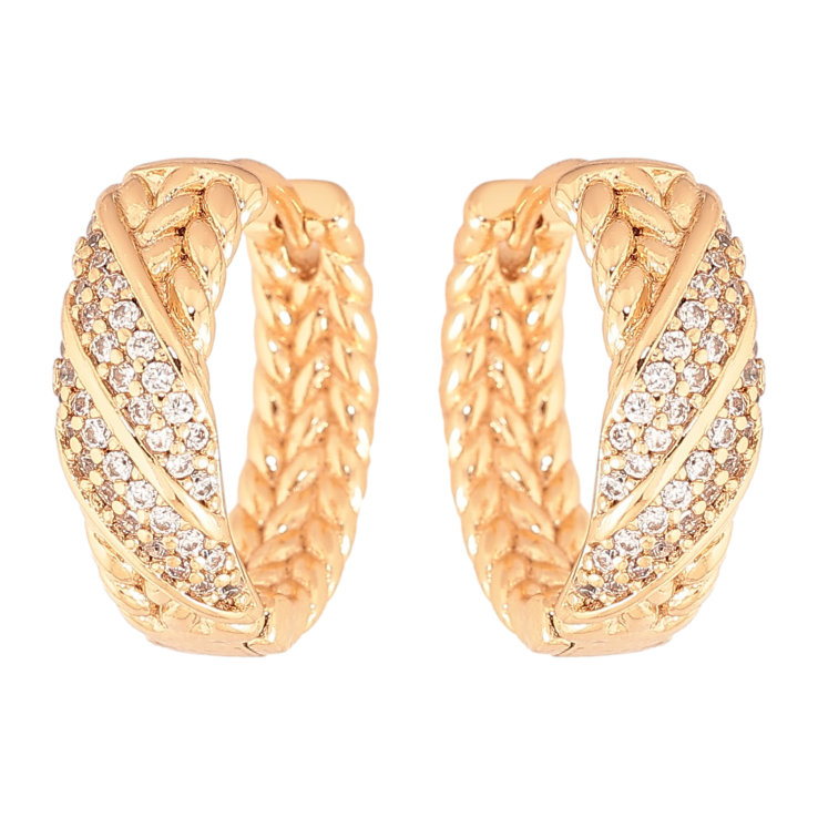 Сережки Xuping колір Позолота 18K колечка "Візерунок з кристалами" фото №22 Сережки Xuping колір Позолота 18K колечка "Візерунок з кристалами" фото №22