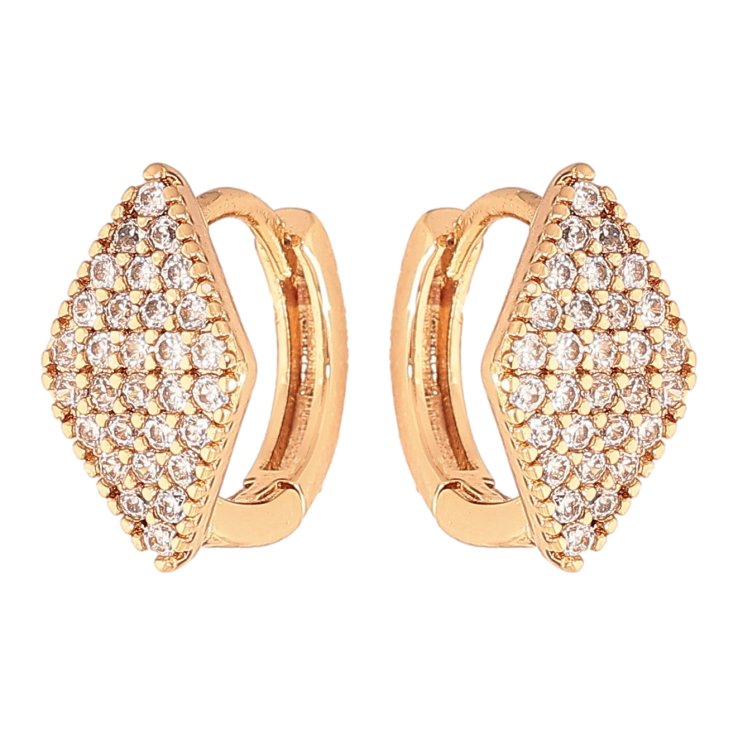 Серьги Xuping цвет Позолота 18K колечки "Ромбы с инкрустацией кристаллами" фото №15