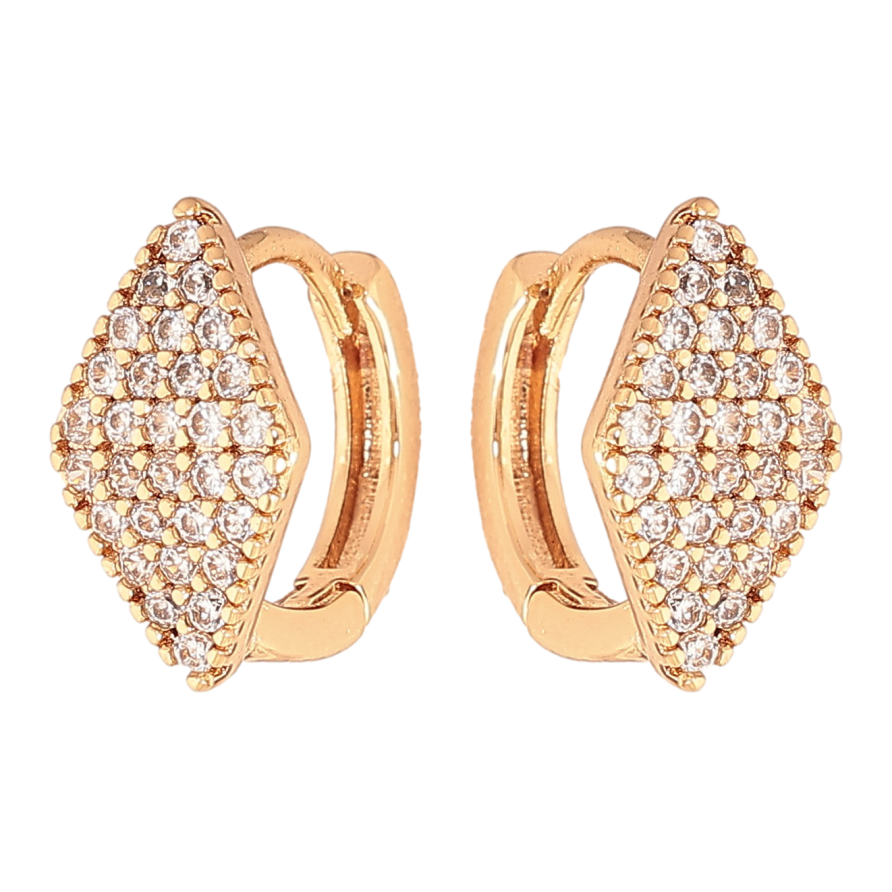 Серьги Xuping цвет Позолота 18K колечки "Ромбы с инкрустацией кристаллами" фото №1