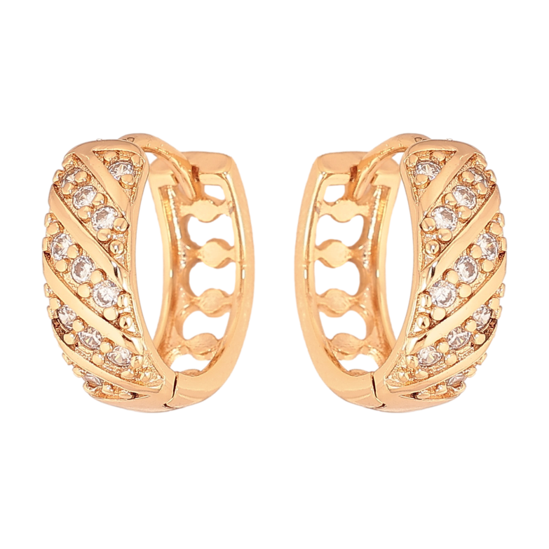 Сережки Xuping колір Позолота 18К колечка "Візерунок з кристалами" фото №1